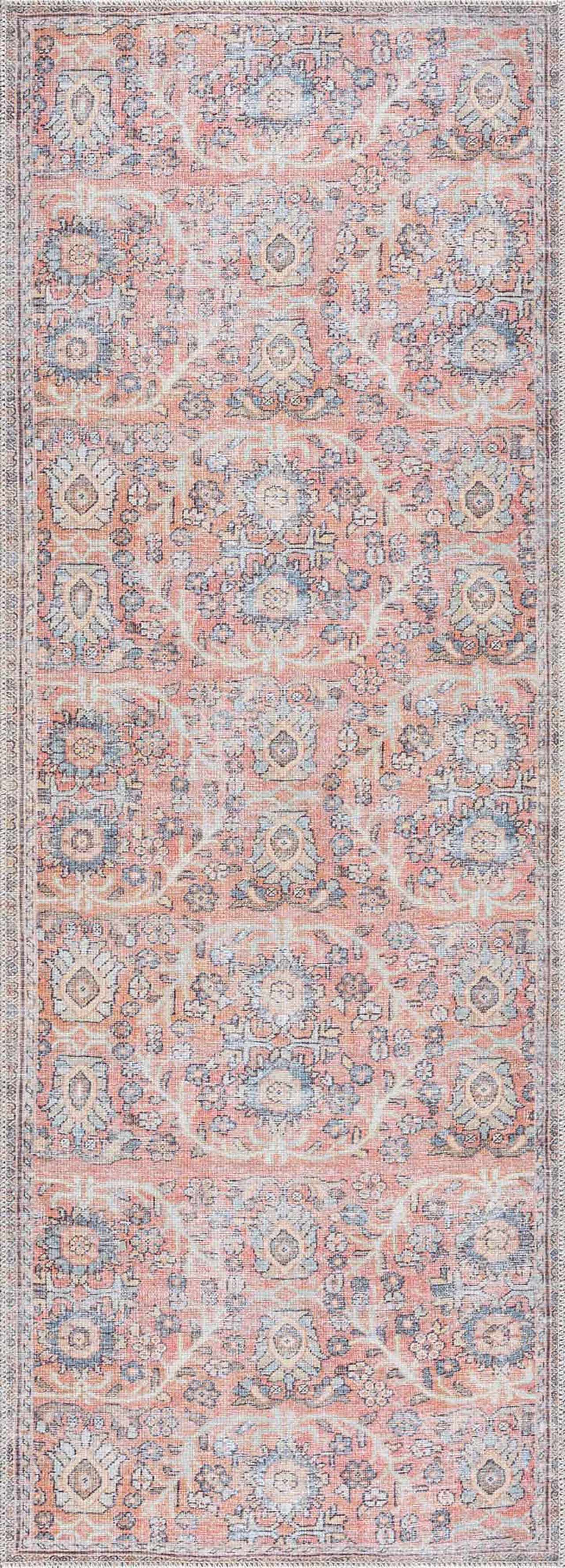 Urpi Rose & Blue Washable Area Rug - Clearance - Boutique Rugs