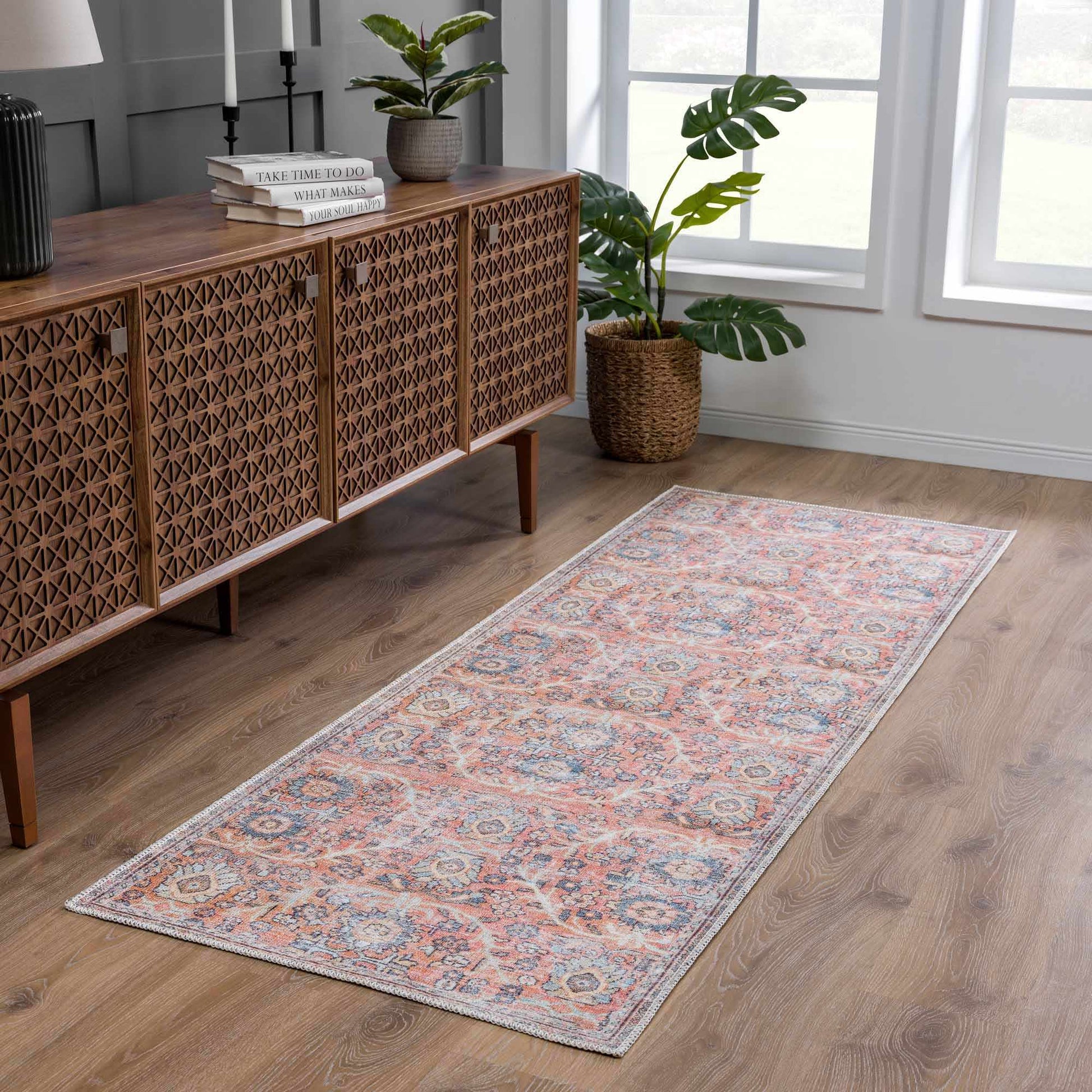 Urpi Rose & Blue Washable Area Rug - Clearance - Boutique Rugs