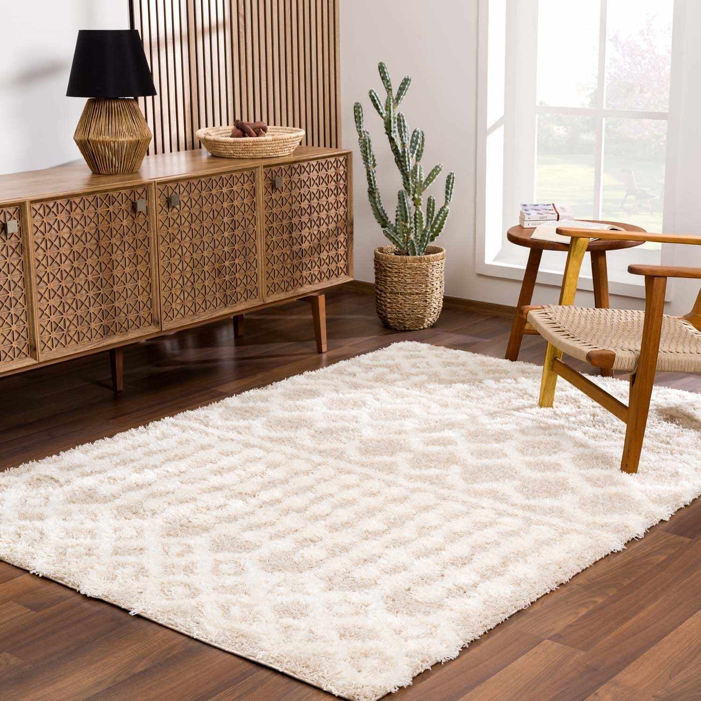Prompton Cream Plush Area Rug - 5’3’’ x 7’3’’ Rectangle - Boutique Rugs