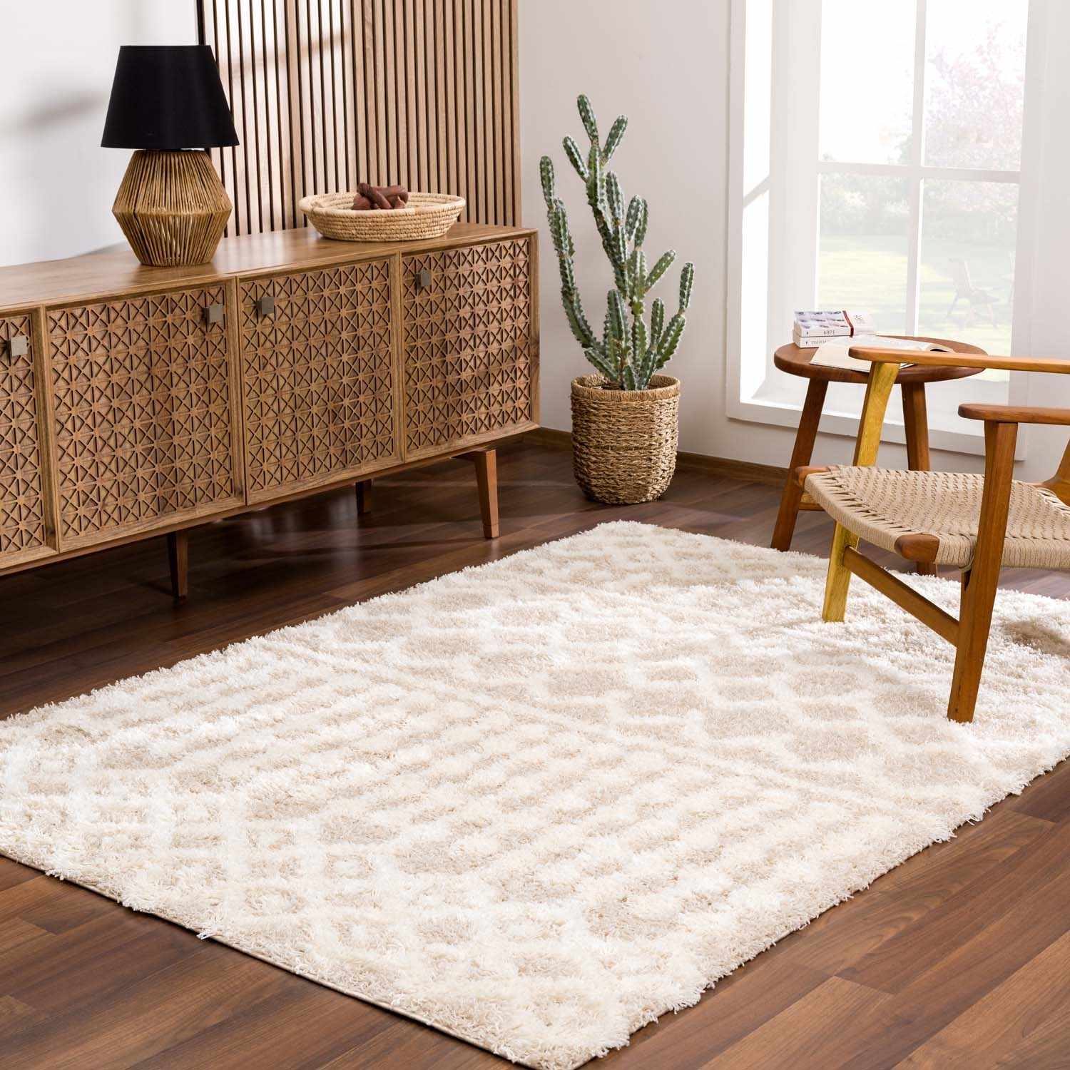 Prompton Cream Plush Area Rug - 5’3’’ x 7’3’’ Rectangle - Boutique Rugs