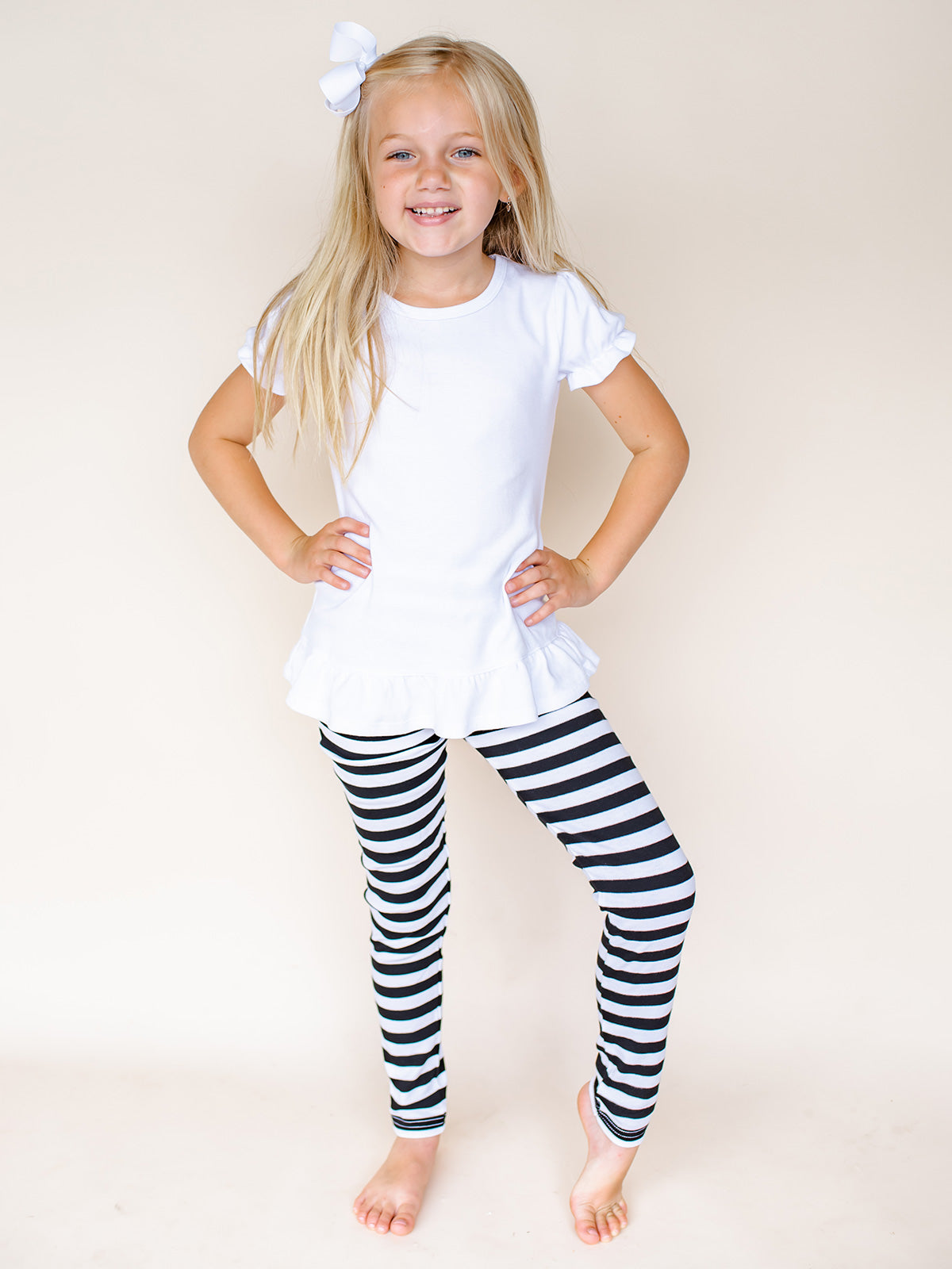 Unisex Striped Leggings - Black & White / 12M - ARB Blanks