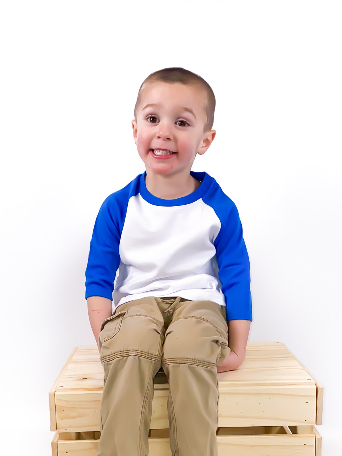 Unisex Raglan Shirt with White Body (Youth) by - Blue / 6 - ARB Blanks