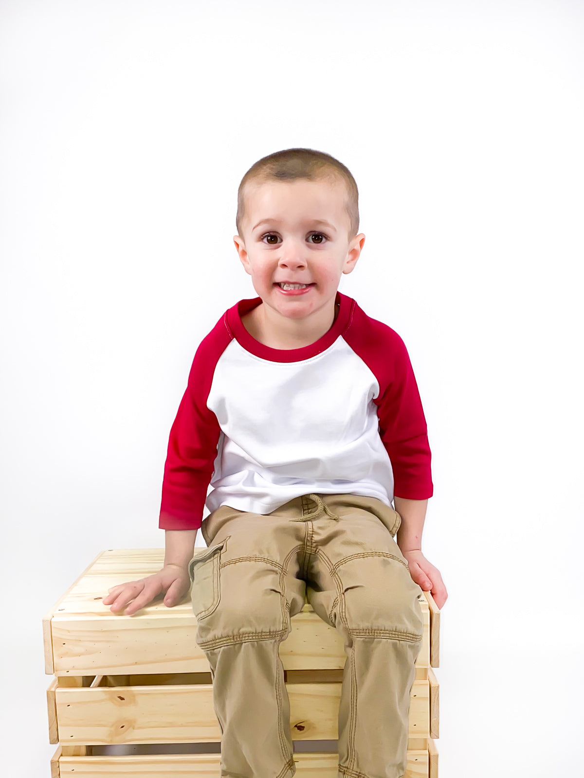 Unisex Raglan Shirt with White Body (Youth) by - Crimson / 6 - ARB Blanks