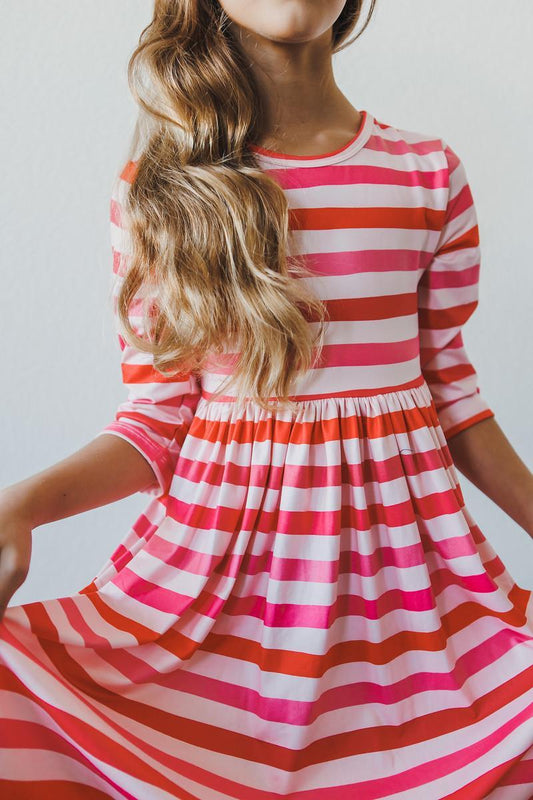 All You Need is Love Valentines Stripe Twirl Dress - Mila & Rose ®