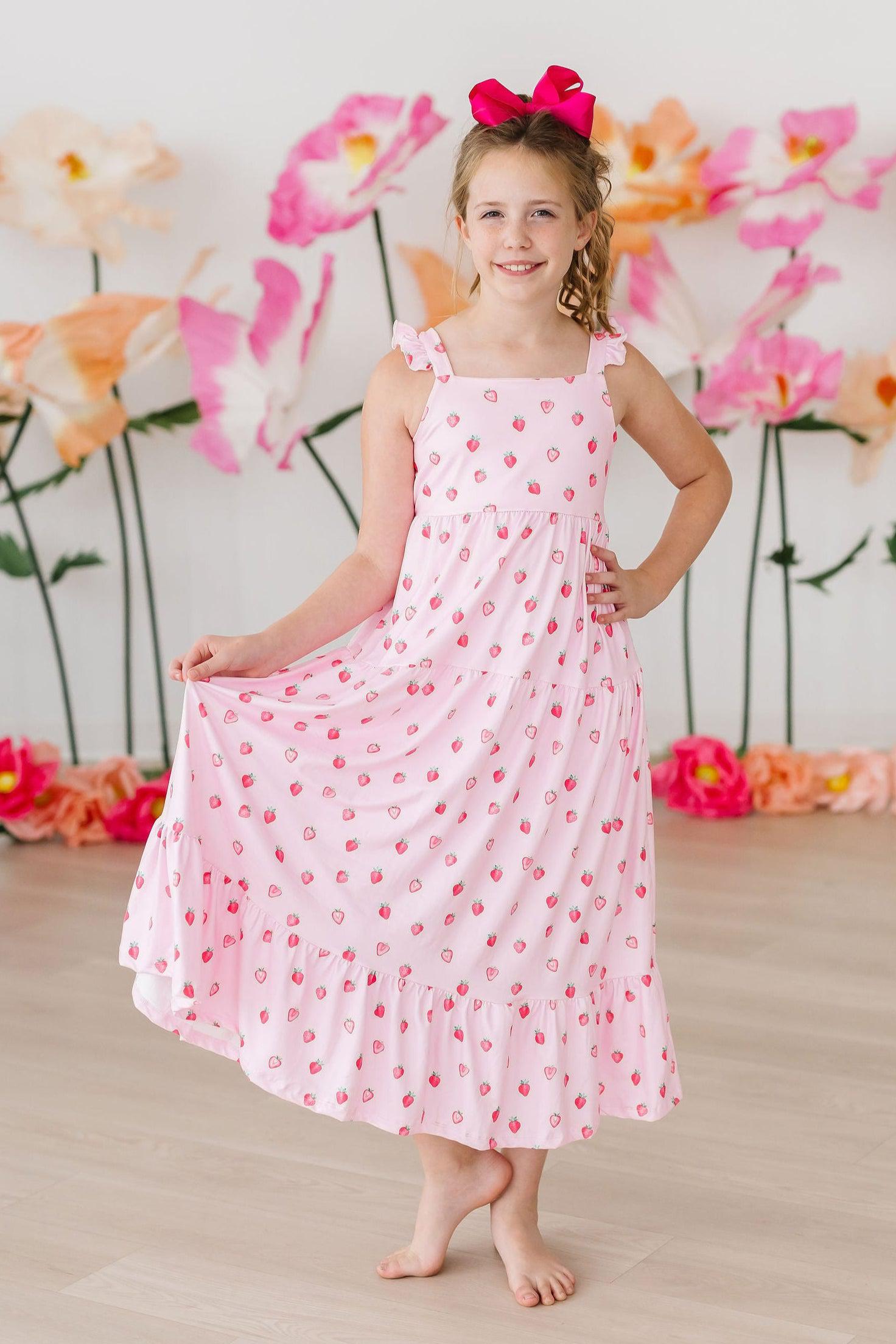 Sweet Strawberries Ruffle Maxi Dress - Mila & Rose ®