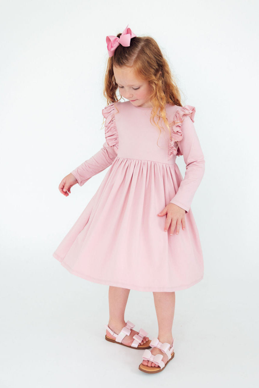 Vintage Pink L/S Ruffle Twirl Dress - Mila & Rose ®