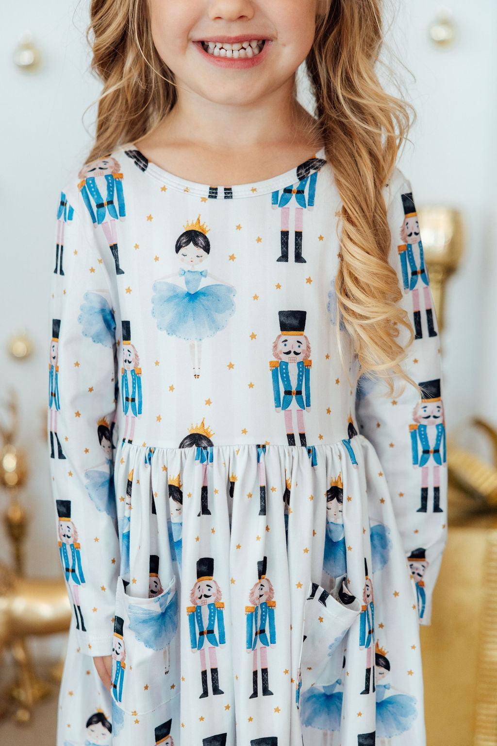 Waltz of the Snowflakes L/S Pocket Twirl Dress - Mila & Rose ®