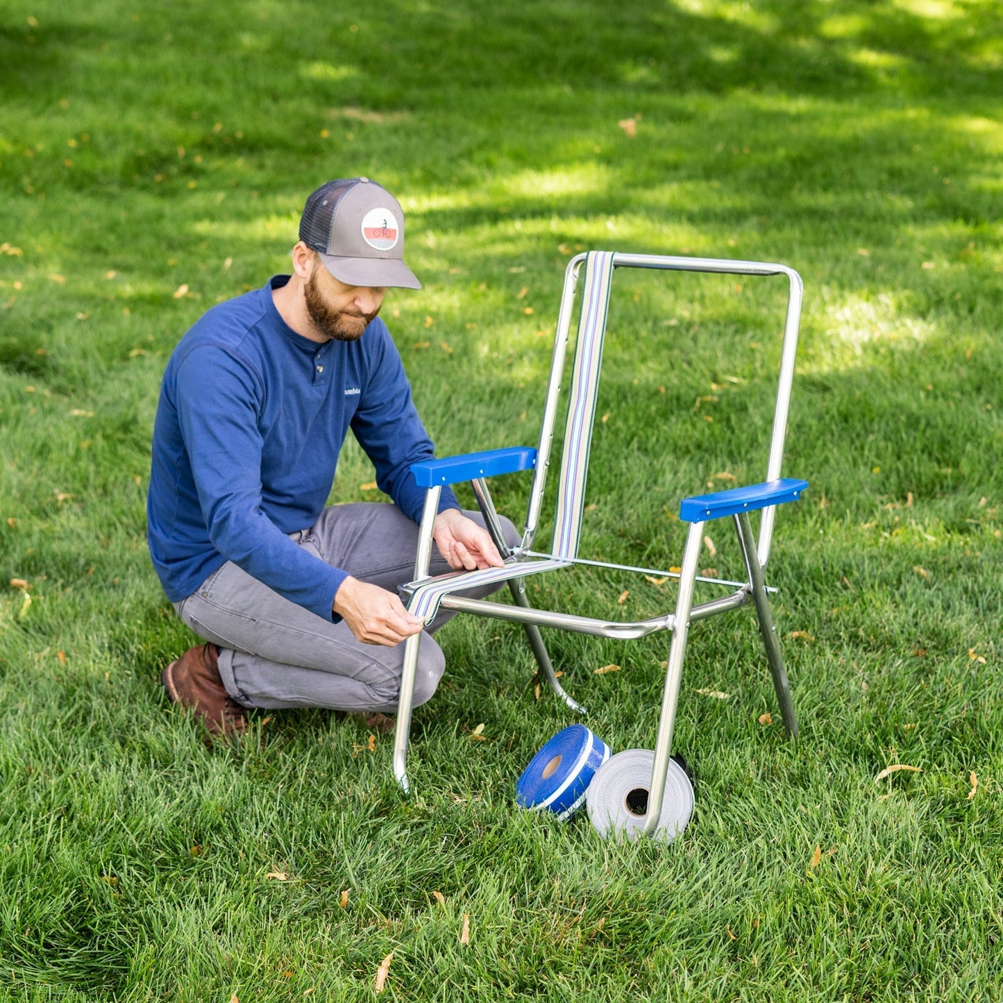 Sangle pour chaise de jardin à rayures jaunes et blanches