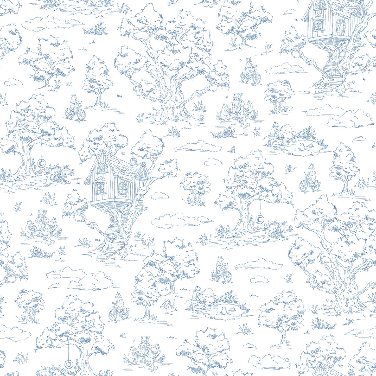 Wyatt Wallpaper by Aubrey Fairchild - Sample 1 foot by 1 foot / Cobalt Blue - Loomwell Home Goods