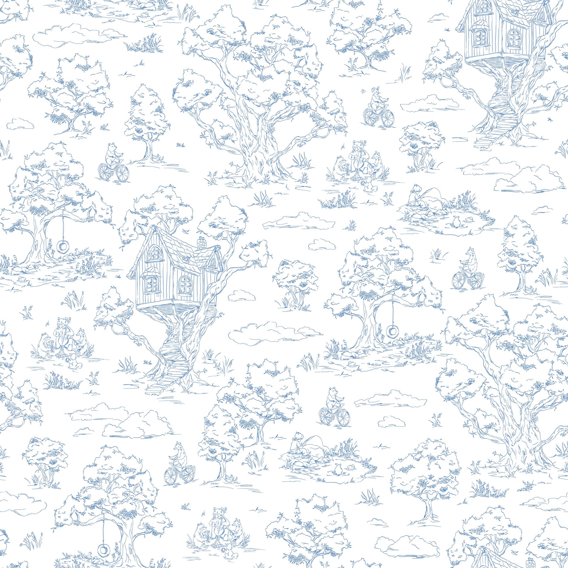 Wyatt Wallpaper by Aubrey Fairchild - Sample 1 foot by 1 foot / Cobalt Blue - Loomwell Home Goods