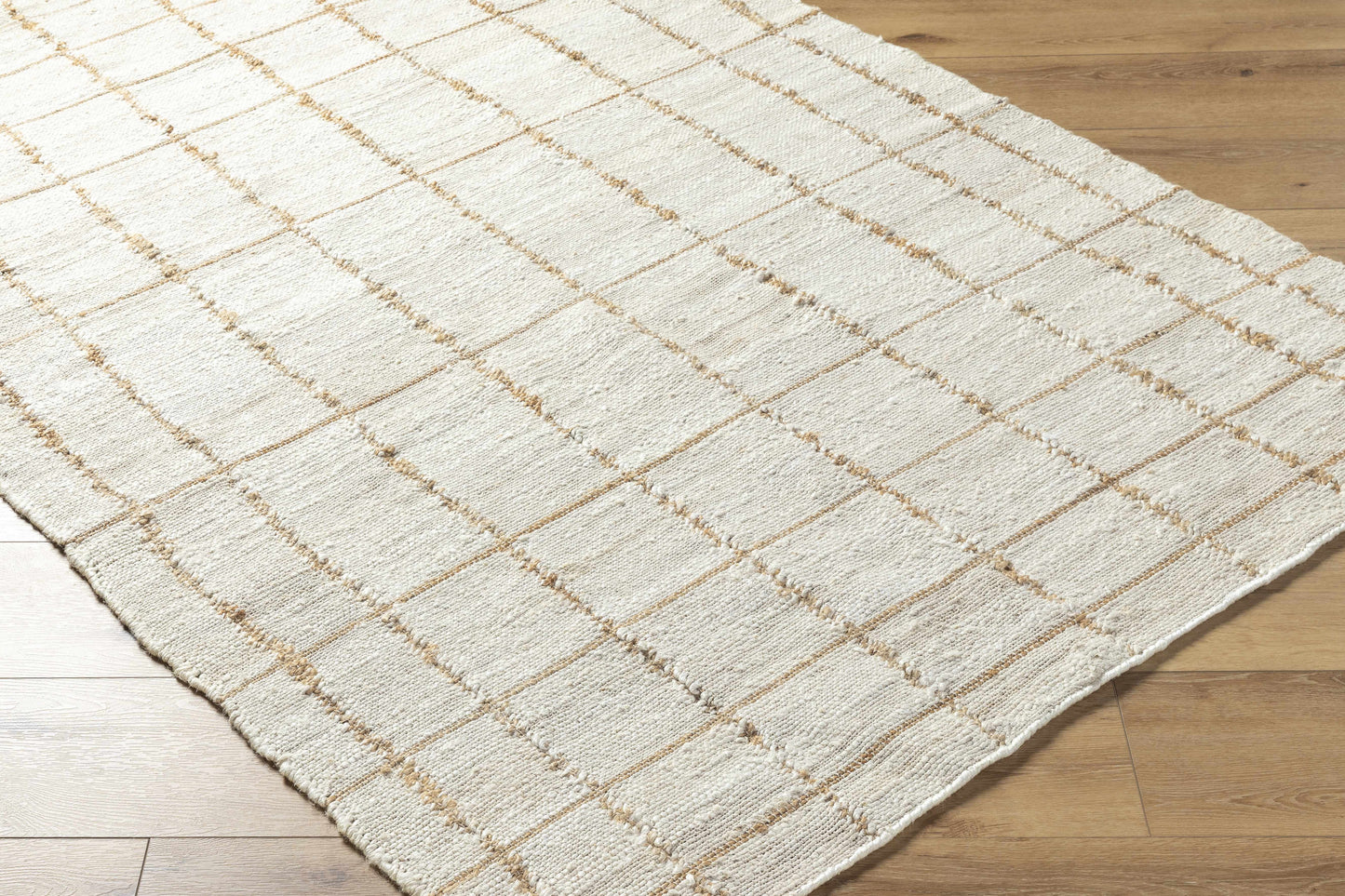 Light Checkered Jute Area Rug - Boutique Rugs
