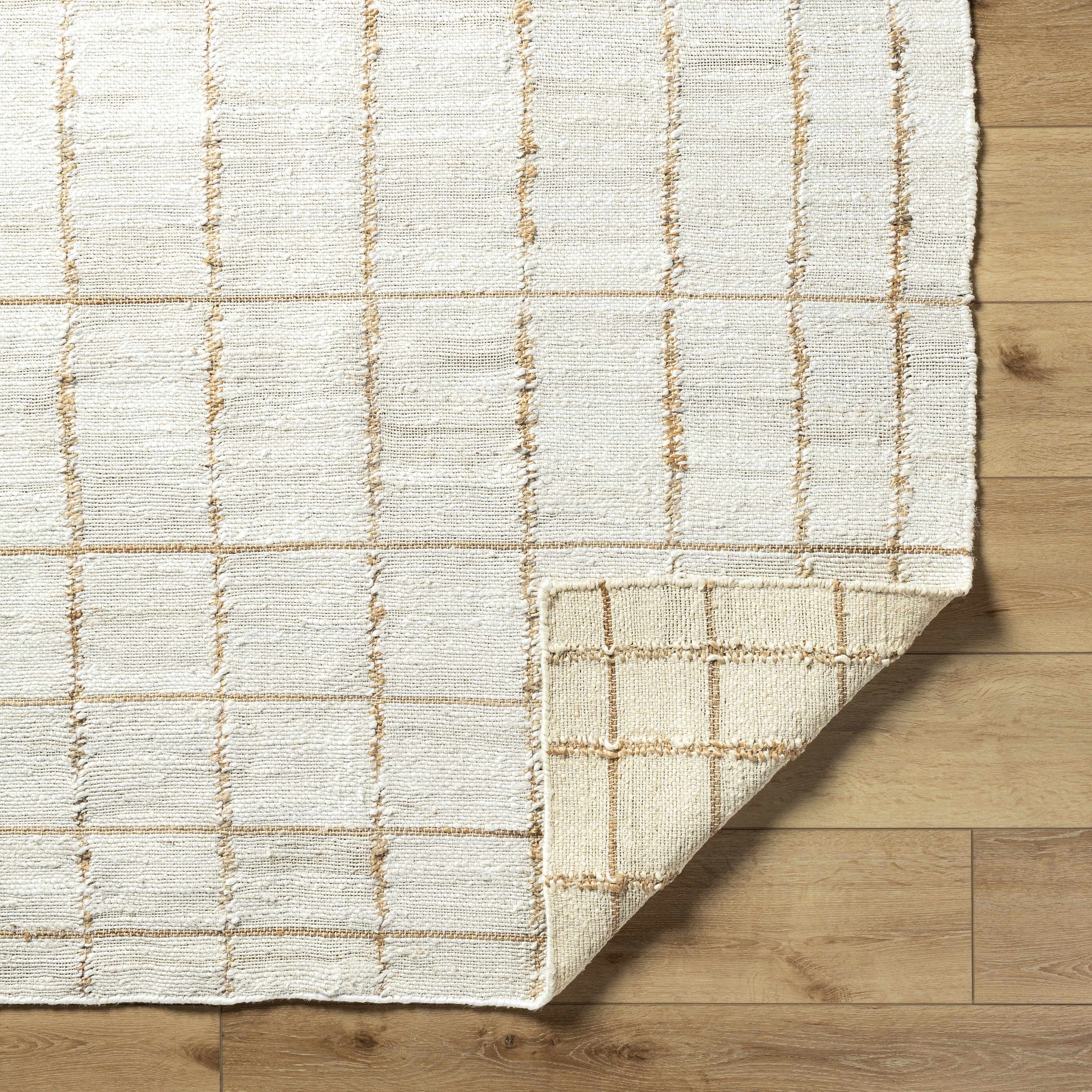 Light Checkered Jute Area Rug - Boutique Rugs