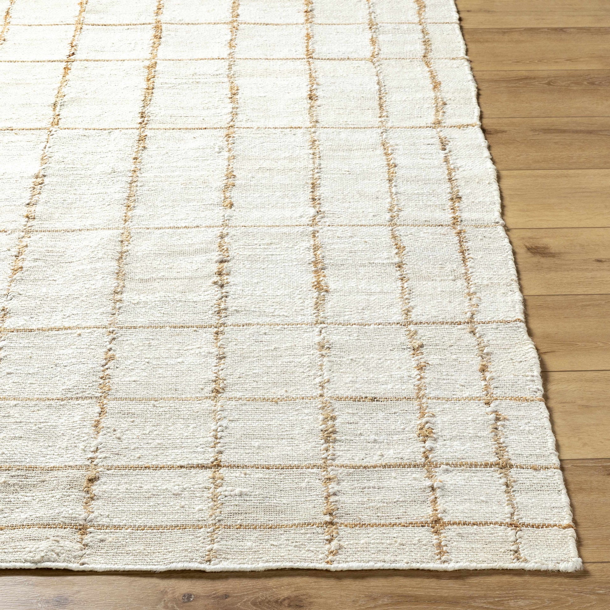 Light Checkered Jute Area Rug - Boutique Rugs