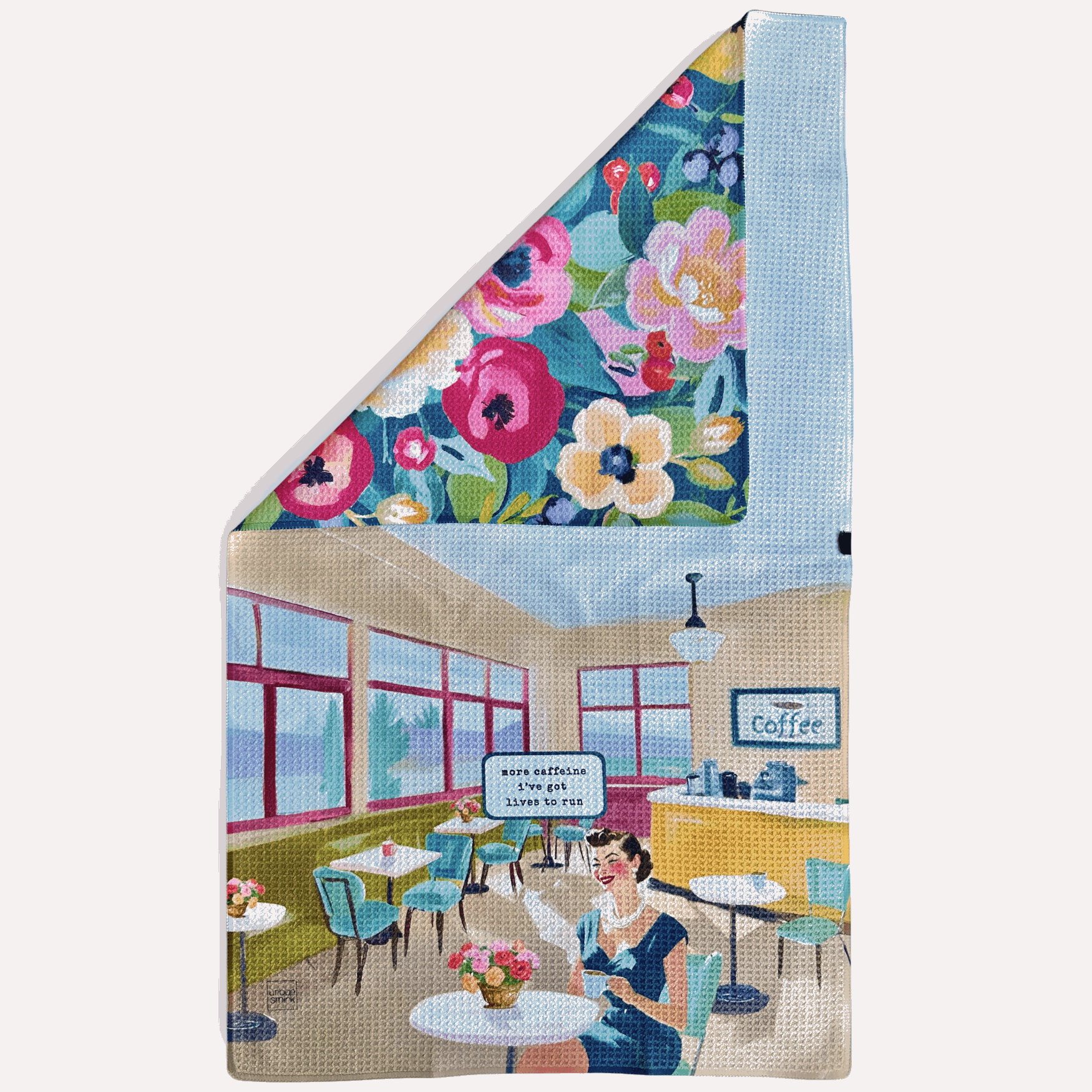 Funny Vintage Floral Kitchen Towel - Parenting - More Caffeine - Urban Smirk