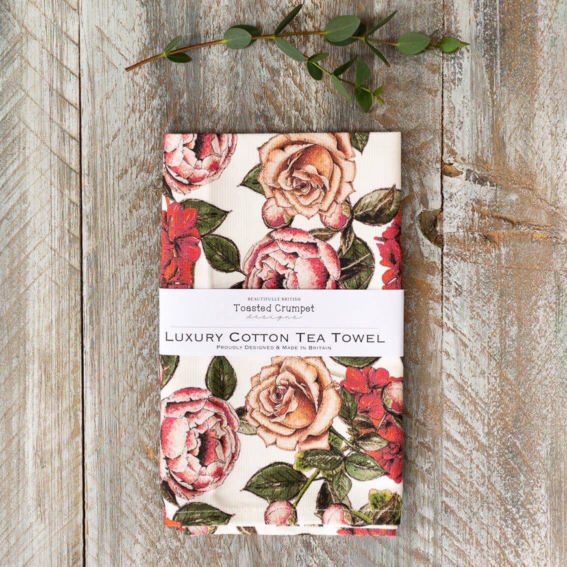 In Full Bloom Floral Tea Towel - Toasted Crumpet