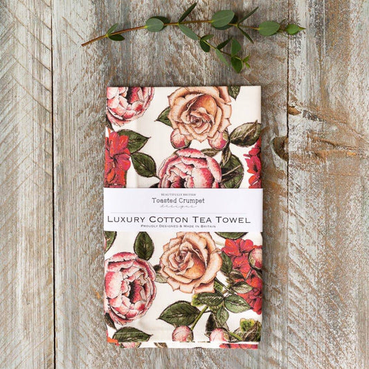 In Full Bloom Floral Tea Towel - Toasted Crumpet