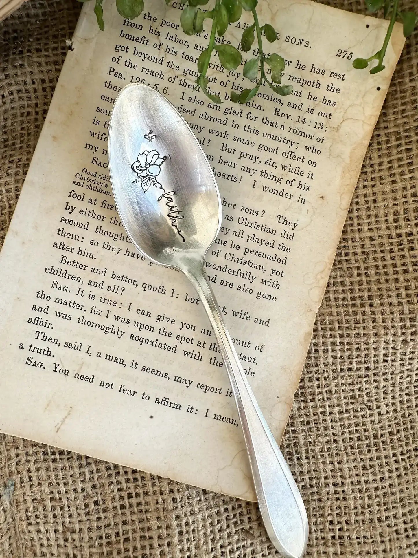 Floral Stem Inspiration - Vintage Stamped Spoon - The Sassy Barn