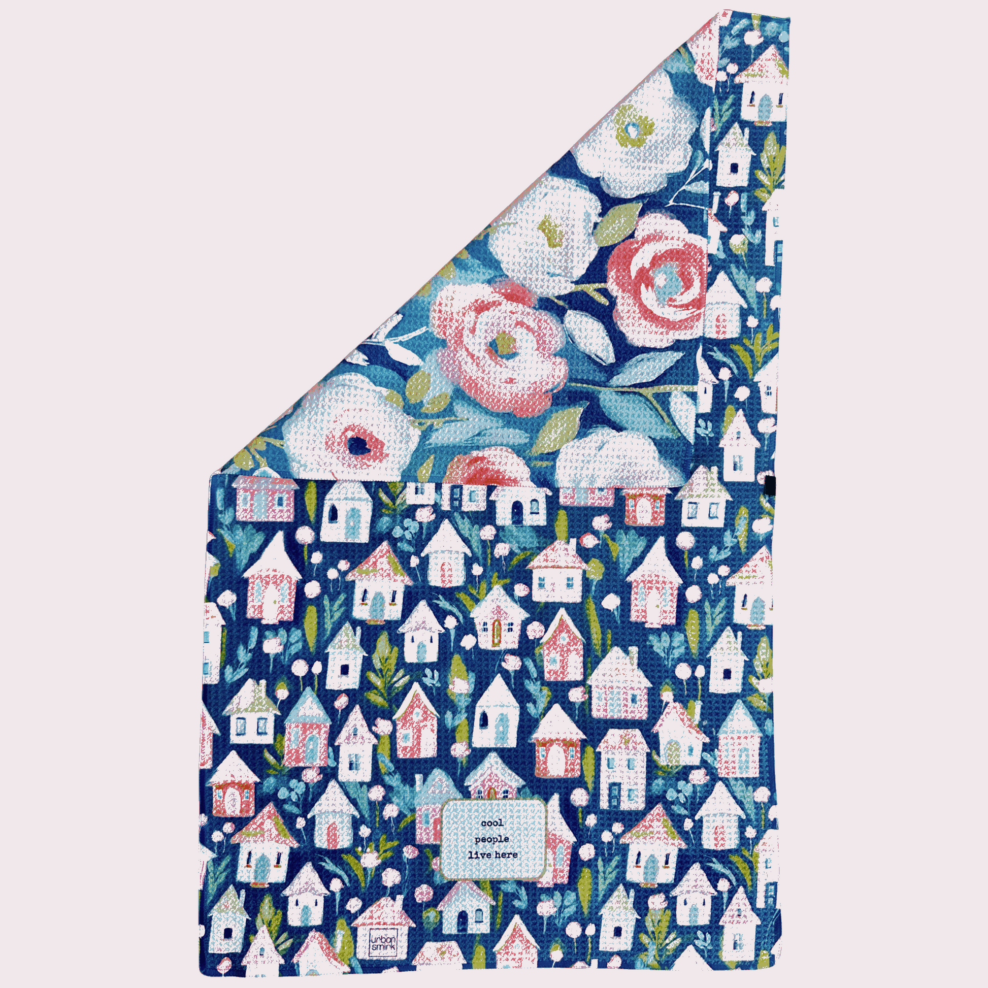 Funny Vintage Floral Kitchen Towel - Cool People Live Here - Urban Smirk