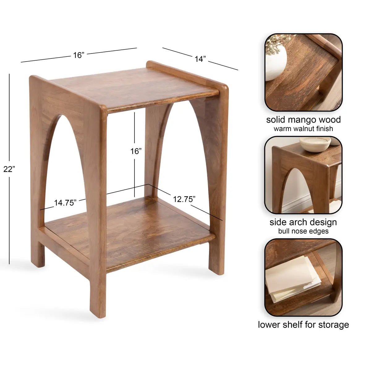 Aarstad Modern Arch Side Table - kateandlaurel