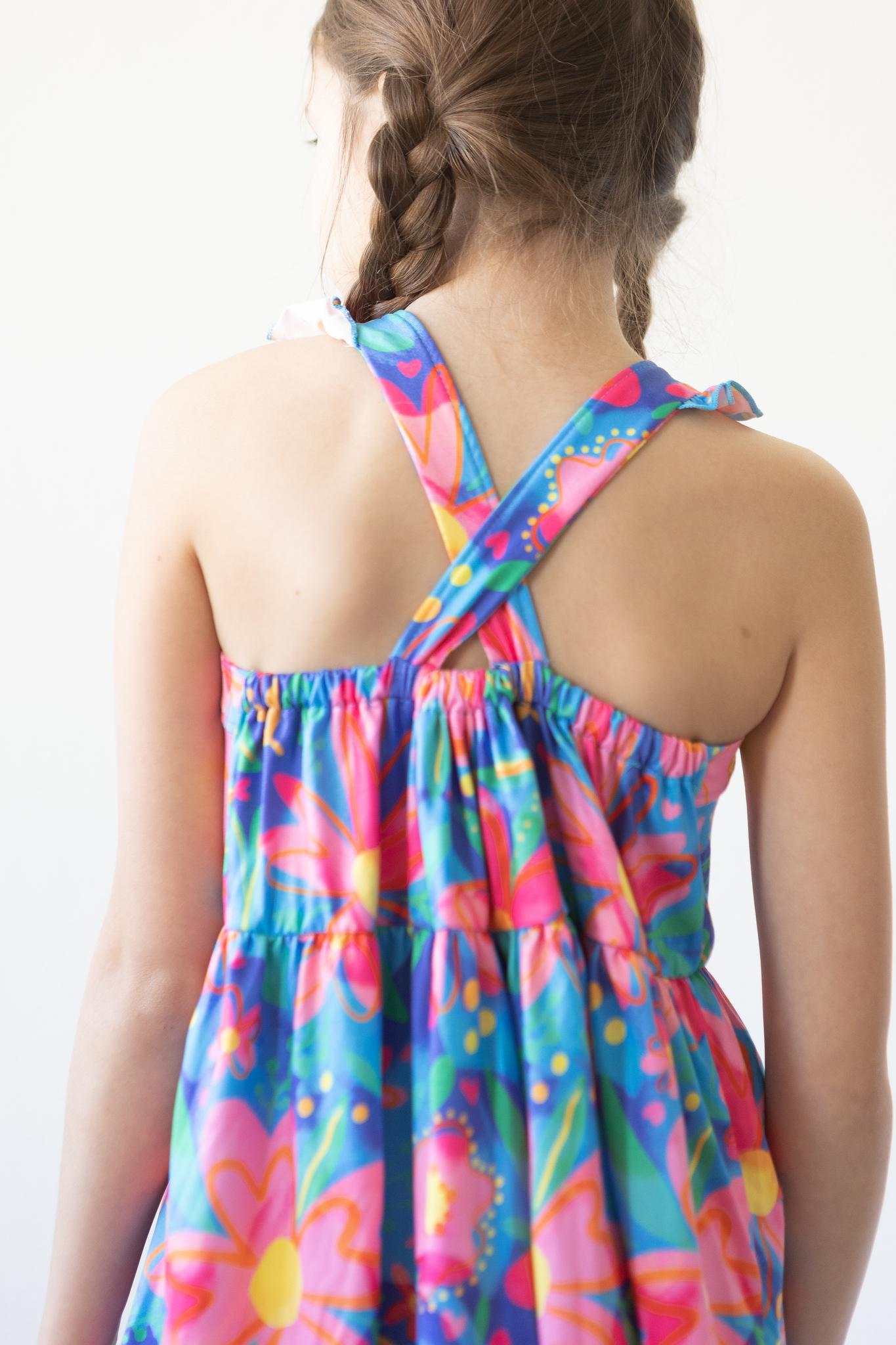Springing Around Vibrant Floral Ruffle Dress - Mila & Rose ®