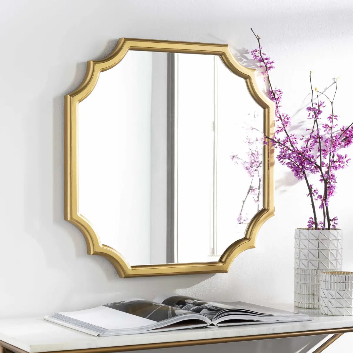 Abangay Gold Contemporary Wood Frame Mirror - 24’’H x 24’’W Specialty - Boutique Rugs