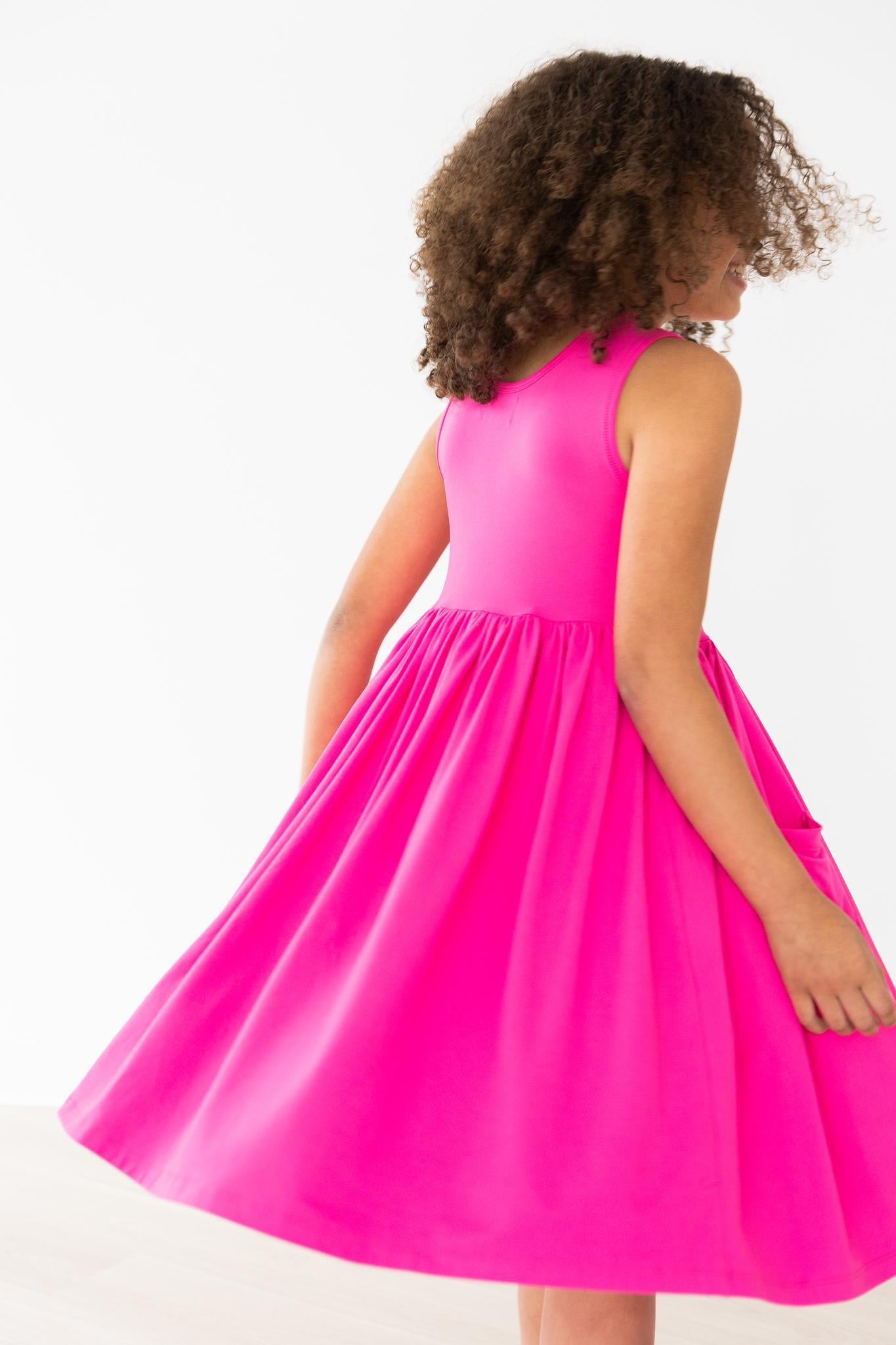 Hot Pink Tank Pocket Twirl Dress