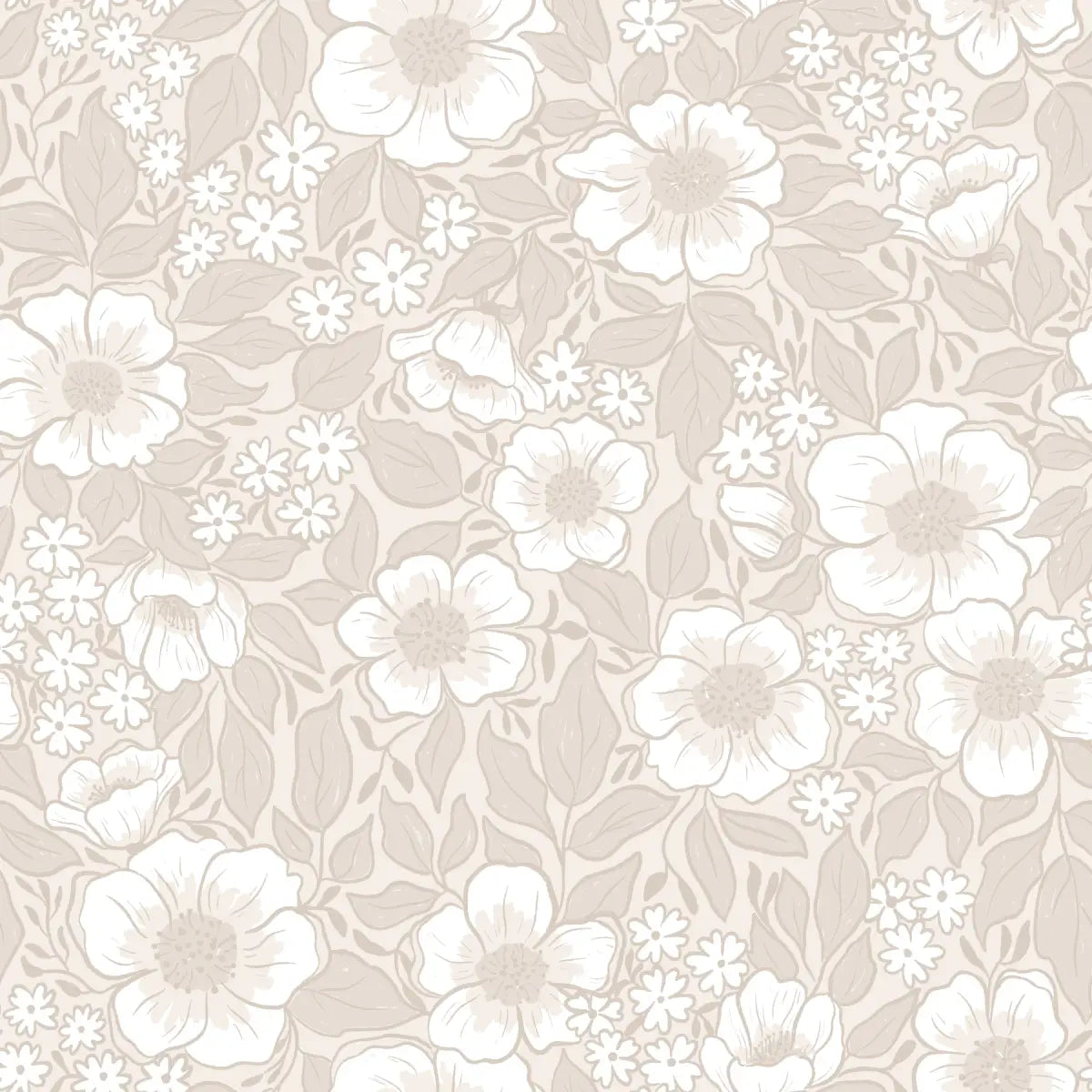 Abby Wallpaper - Pastel Blooms - by Zanet From Wonderland - Sample 1 foot by 1 foot / Cream - Loomwell Home Goods