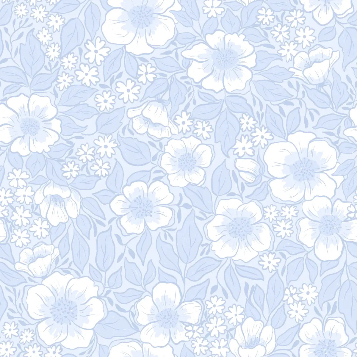 Abby Wallpaper - Pastel Blooms - by Zanet From Wonderland - Sample 1 foot by 1 foot / Light Blue - Loomwell Home Goods