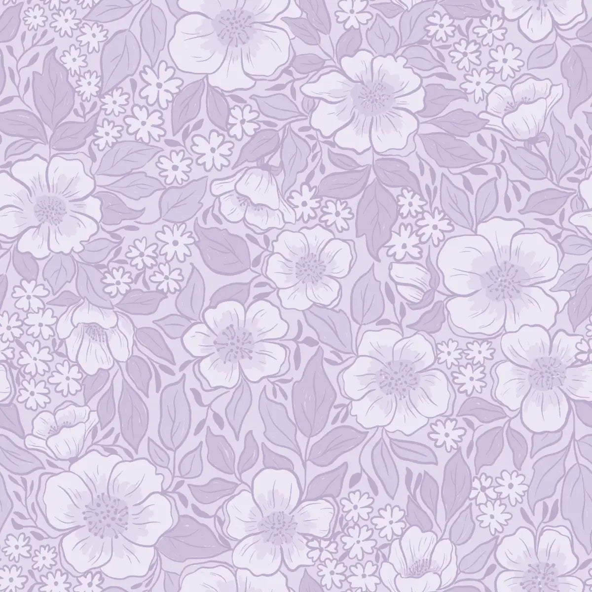 Abby Wallpaper - Pastel Blooms - by Zanet From Wonderland - Sample 1 foot by 1 foot / Lilac - Loomwell Home Goods