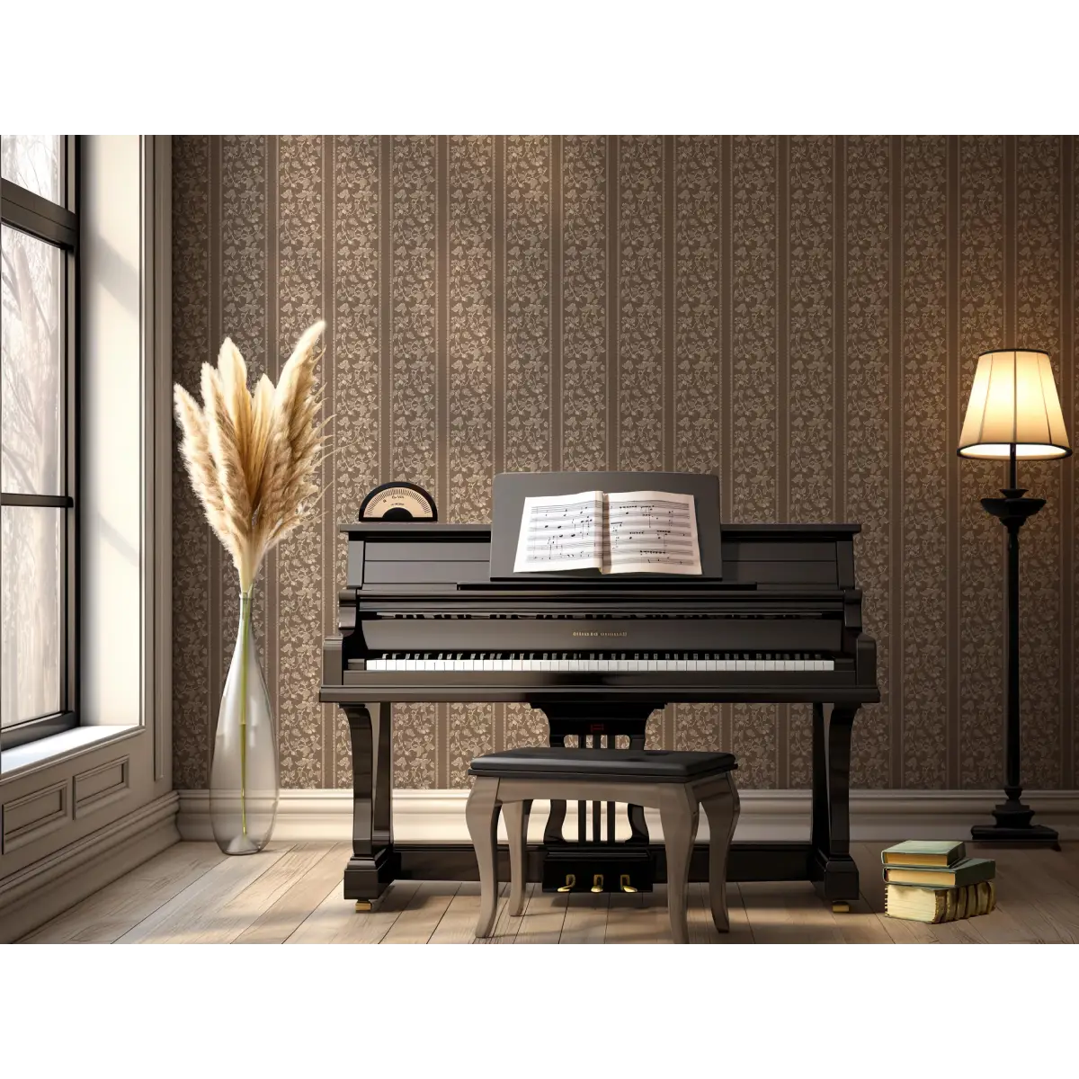 Abel Wallpaper - Traditional Floral Stripe - by The Fibery - Loomwell Home Goods