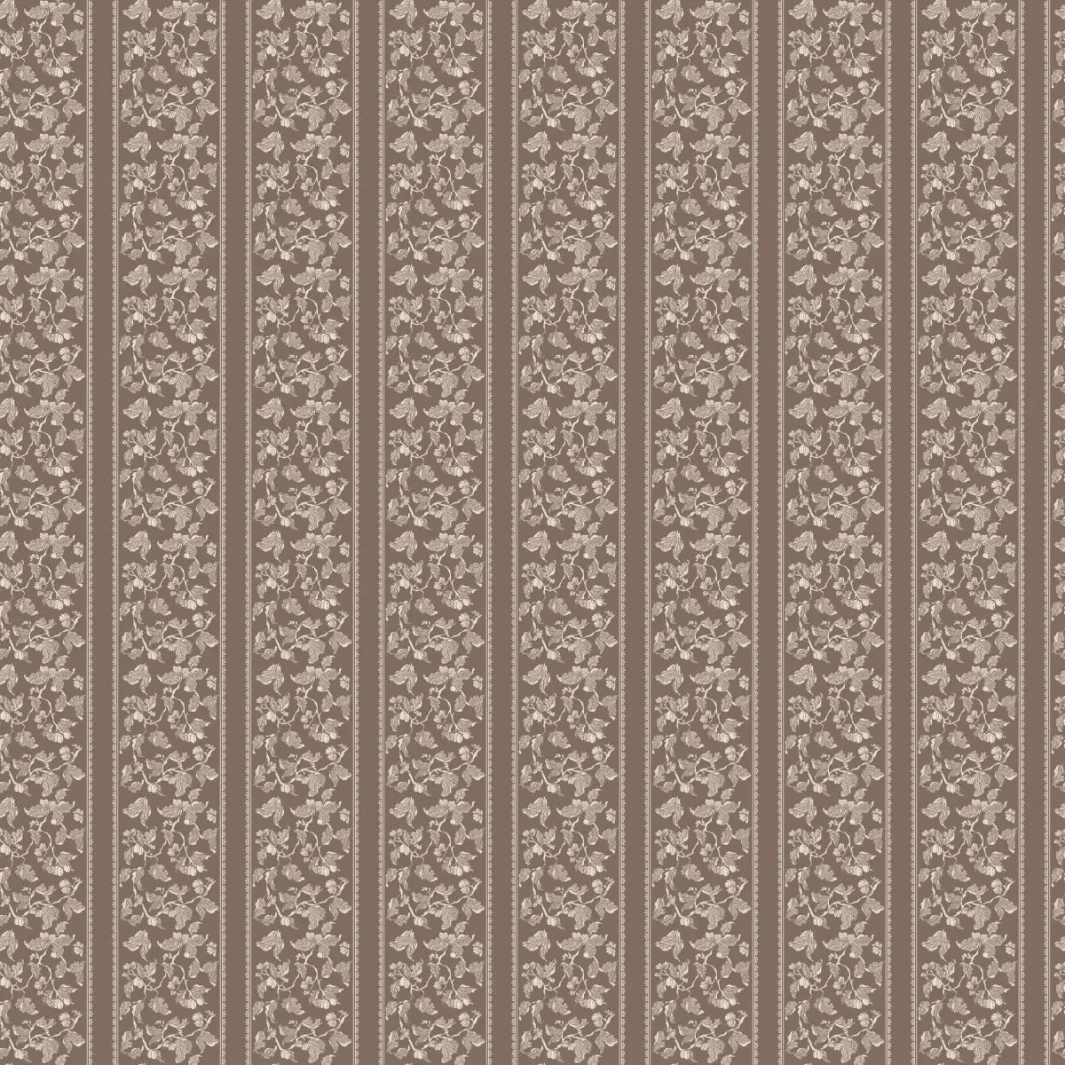 Abel Wallpaper - Traditional Floral Stripe - by The Fibery - Sample 1 foot by 1 foot / Dark Neutral - Loomwell Home