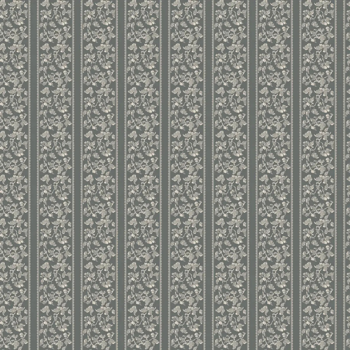Abel Wallpaper - Traditional Floral Stripe - by The Fibery - Sample 1 foot by 1 foot / Dark Teal - Loomwell Home Goods