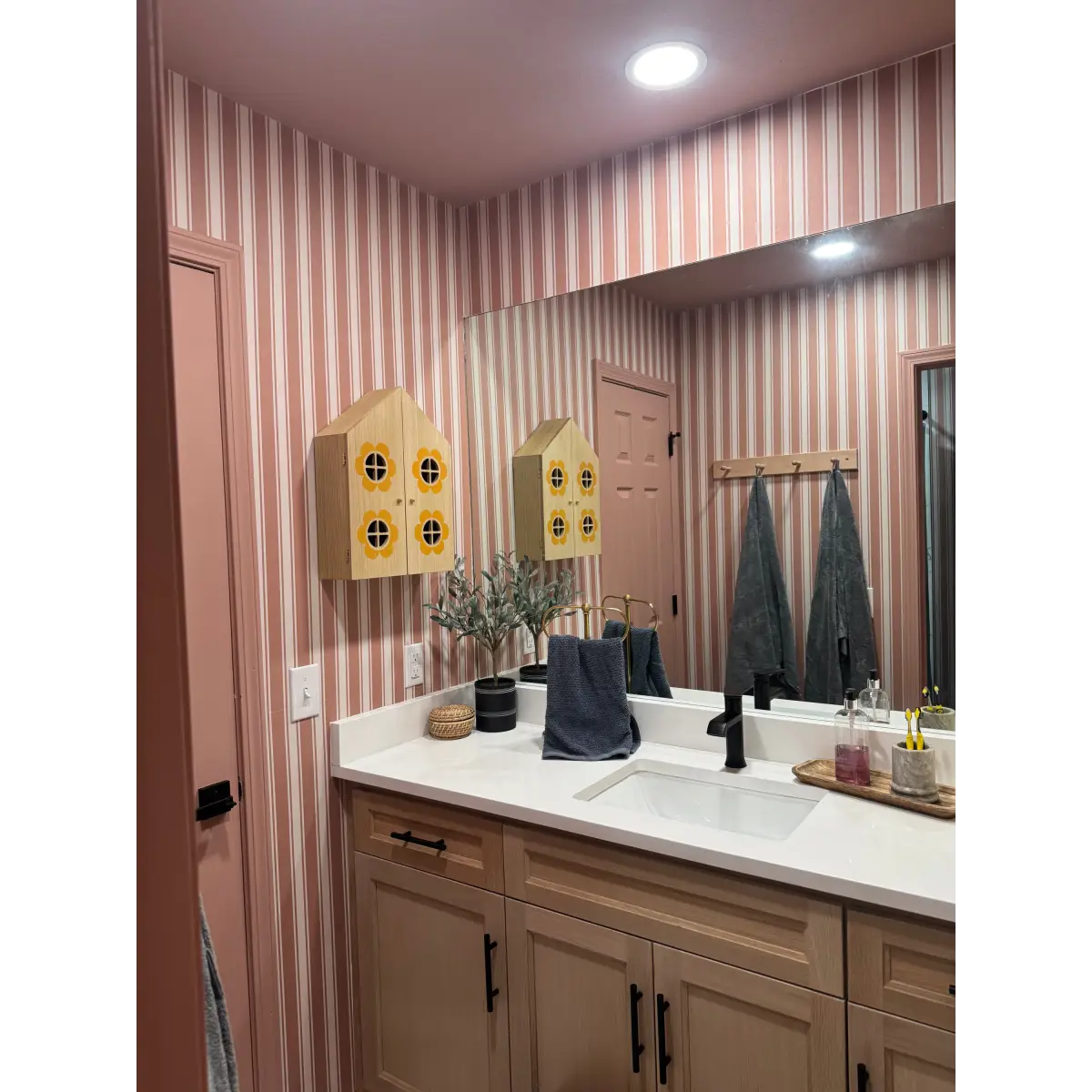 Abilene Wallpaper - Pink Ticking Stripe - by LeeArt - Loomwell Home Goods