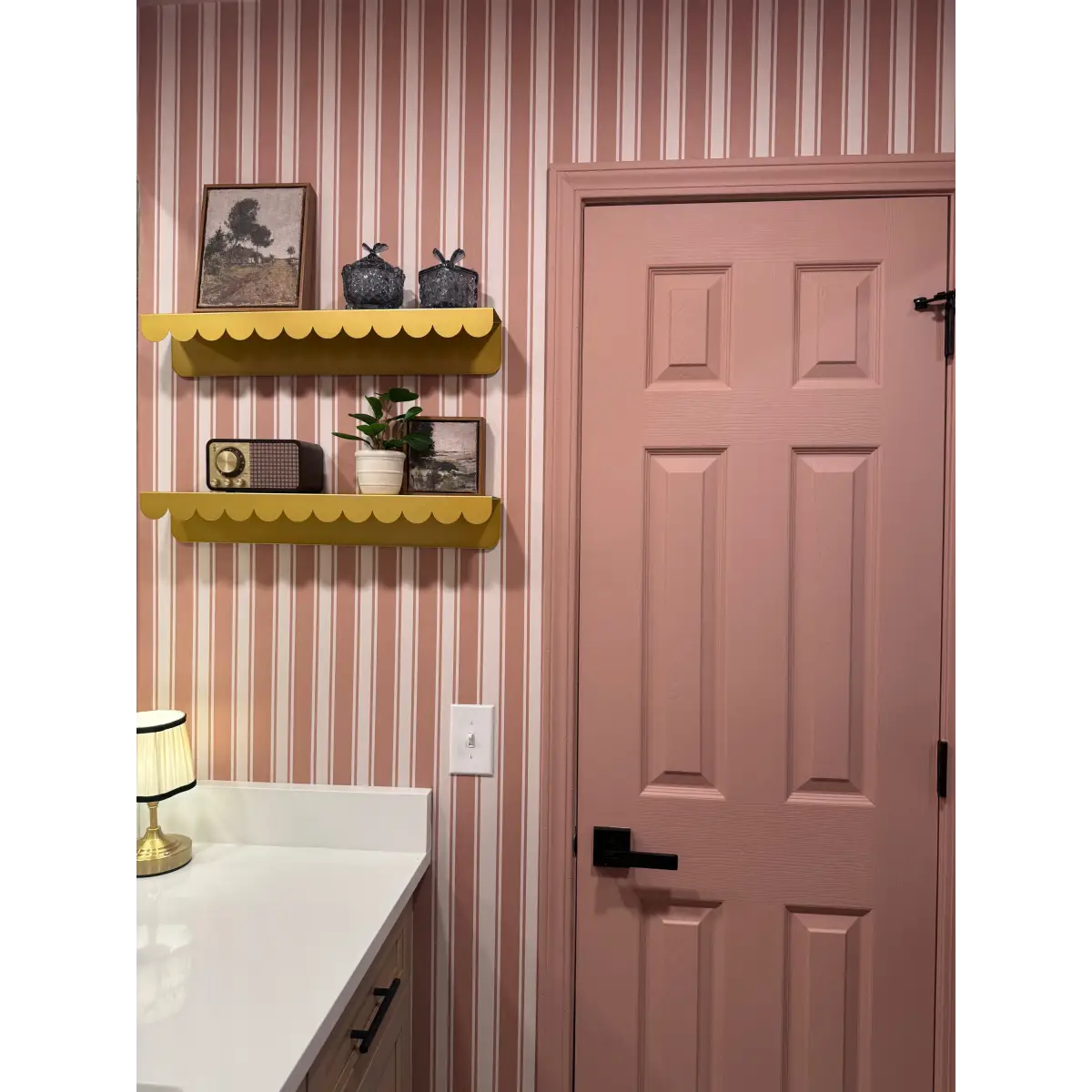 Abilene Wallpaper - Pink Ticking Stripe - by LeeArt - Loomwell Home Goods