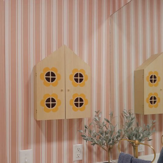 Abilene Wallpaper - Pink Ticking Stripe - by LeeArt - Loomwell Home Goods