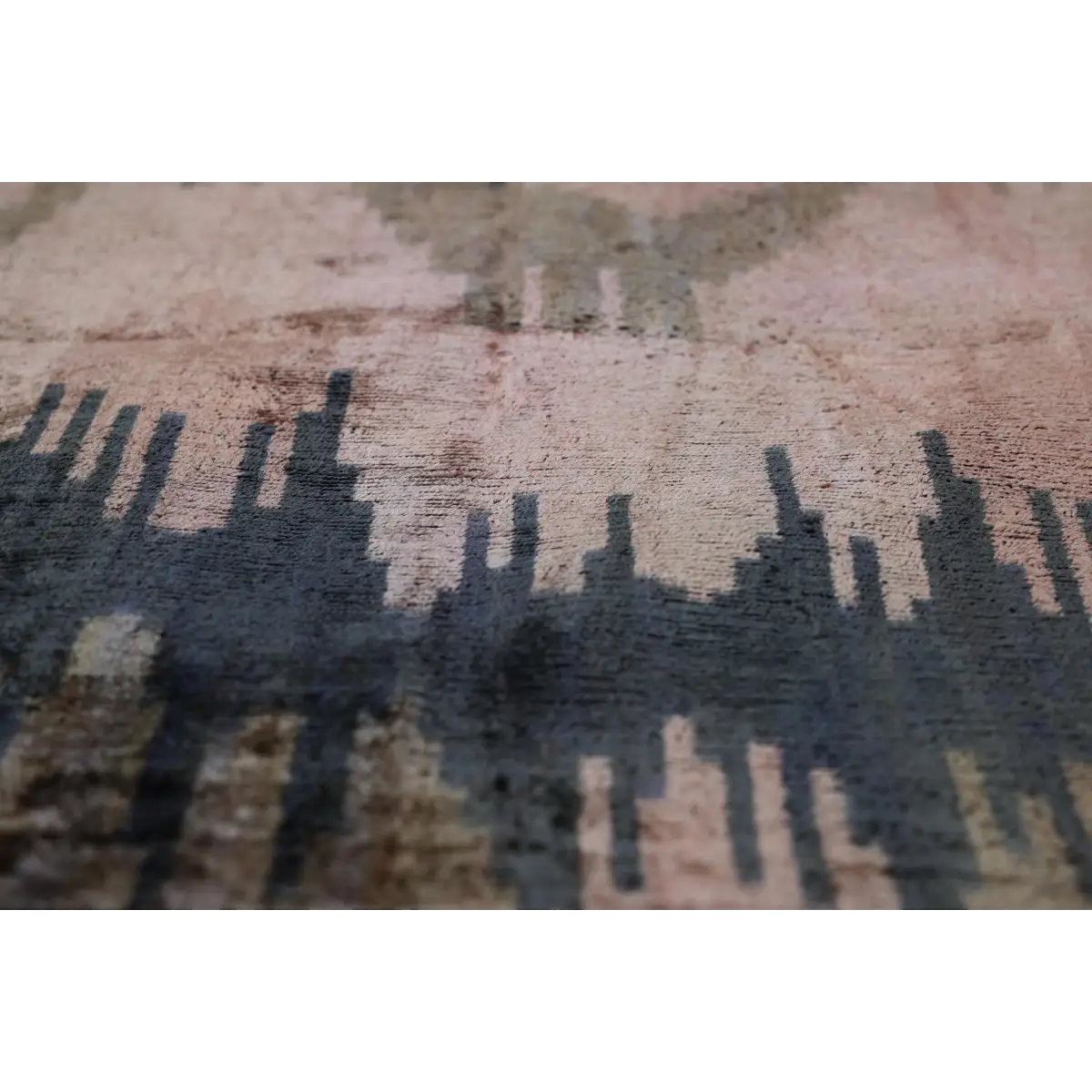 Abstract Landscape Painterly Silk Velvet Pillow - Dusty Rose & Charcoal 20x20 - Canvello