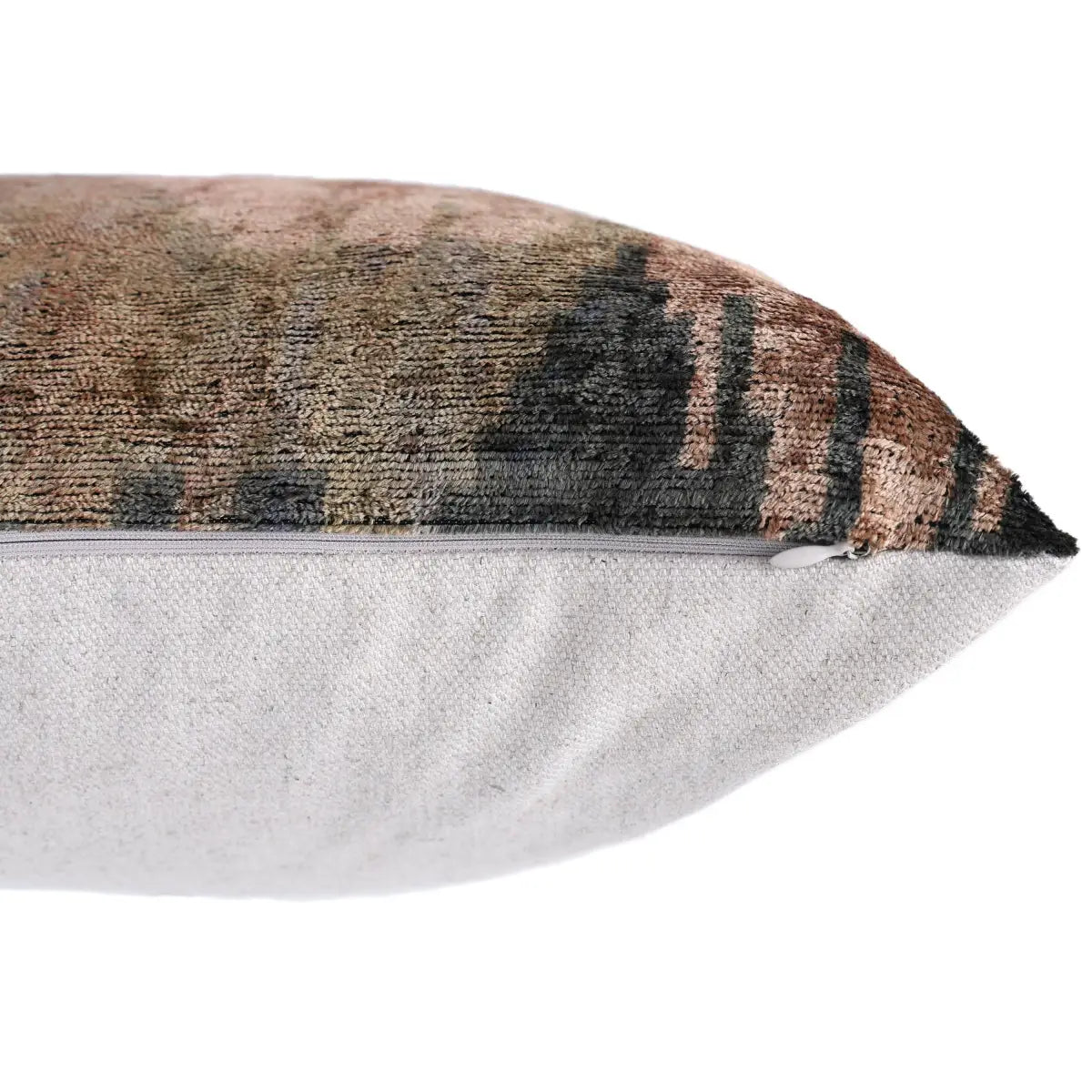 Abstract Landscape Painterly Silk Velvet Pillow - Dusty Rose & Charcoal 20x20 - Canvello
