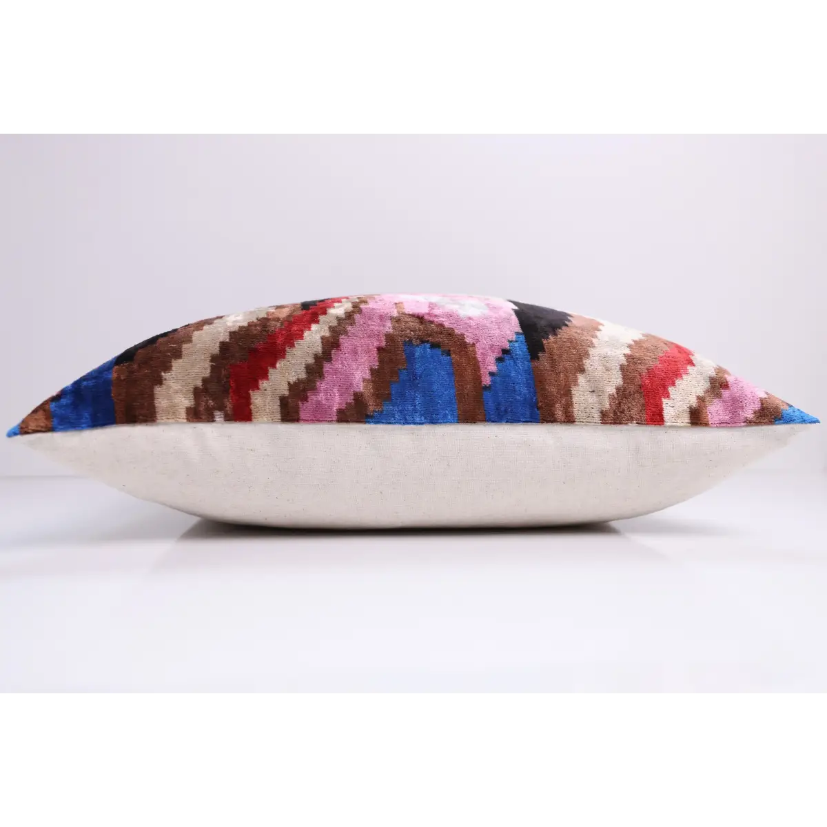 Abstract Multicolor Silk Velvet Pillow – 20x20 Handmade Art Deco Cushion - Canvello