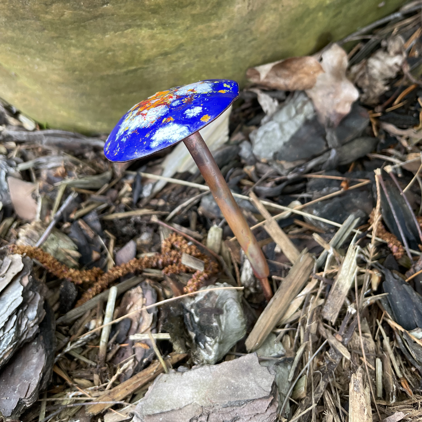 Enamel & Copper Mushroom for Garden - choice of color