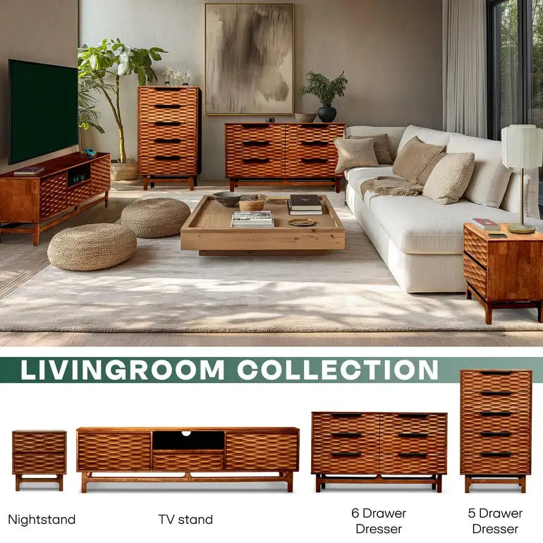 Acacia Dresser with 5 Drawers - Elara - Stylish Storage Solutions - Megsu