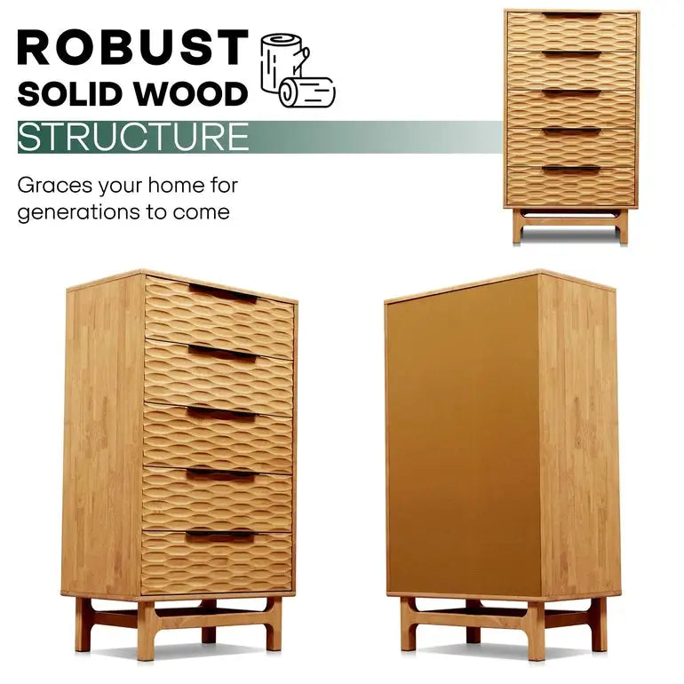 Acacia Dresser with 5 Drawers - Elara - Stylish Storage Solutions - Megsu