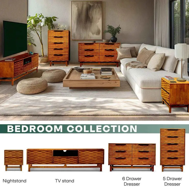 Acacia Dresser with 5 Drawers - Elara - Stylish Storage Solutions - Megsu