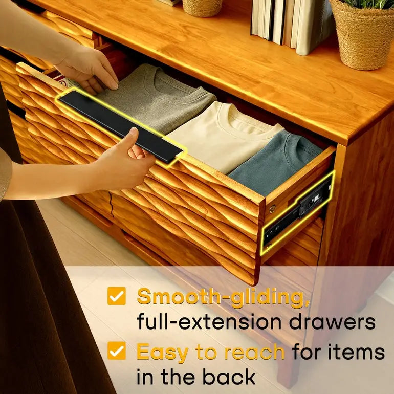 Dresser with 6 Drawers - Acacia - for Stylish Storage Solutions - Megsu