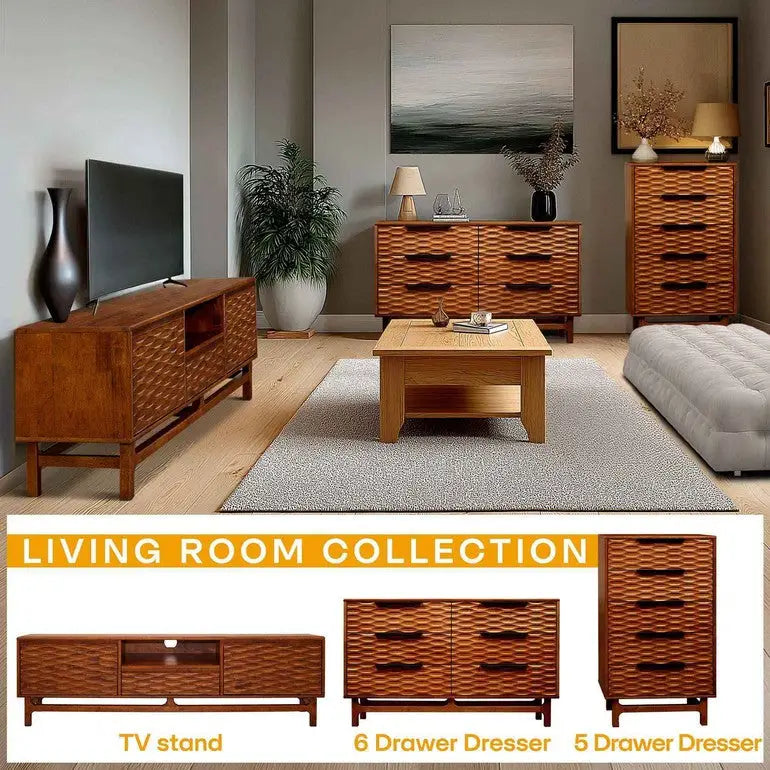 Dresser with 6 Drawers - Acacia - for Stylish Storage Solutions - Megsu