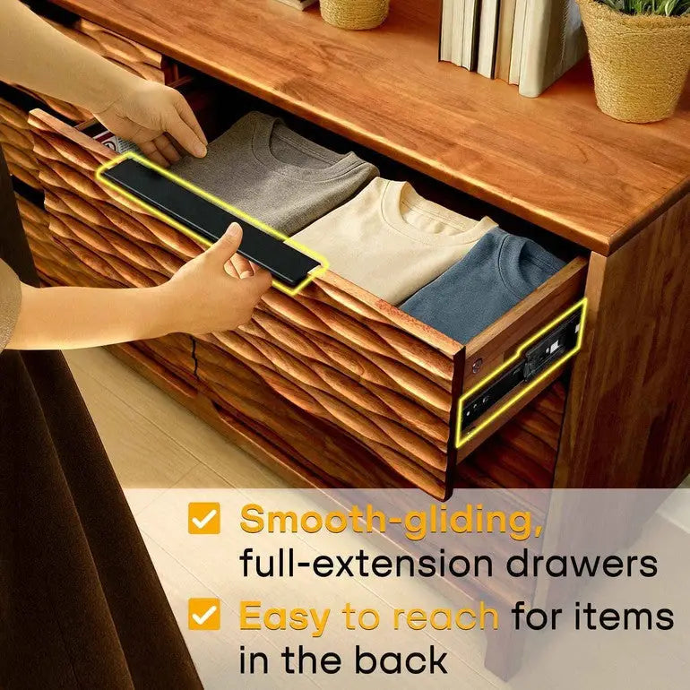 Dresser with 6 Drawers - Acacia - for Stylish Storage Solutions - Megsu