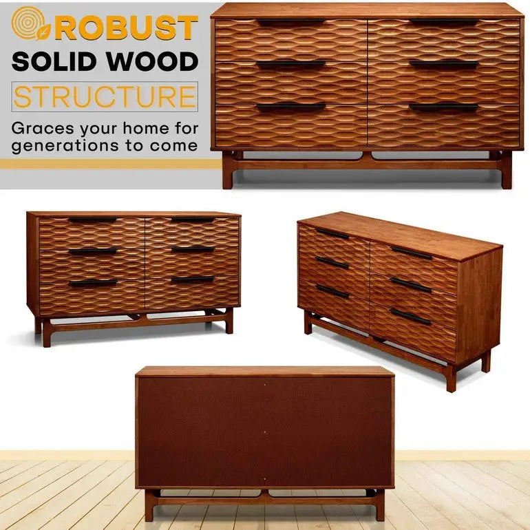 Dresser with 6 Drawers - Acacia - for Stylish Storage Solutions - Megsu