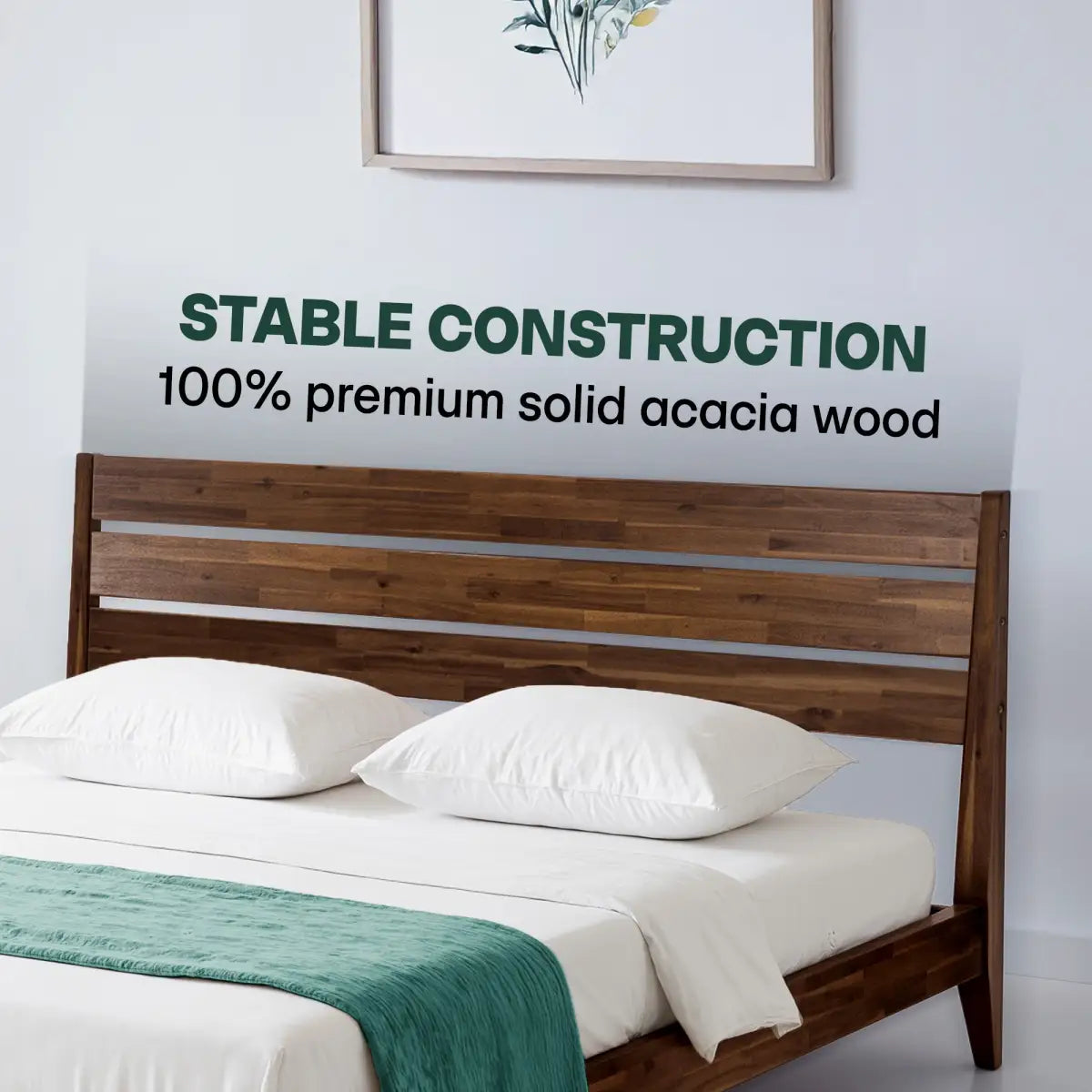 Solid Wood Bed Frame - Acacia - Stylish and Durable for Your Bedroom - Megsu