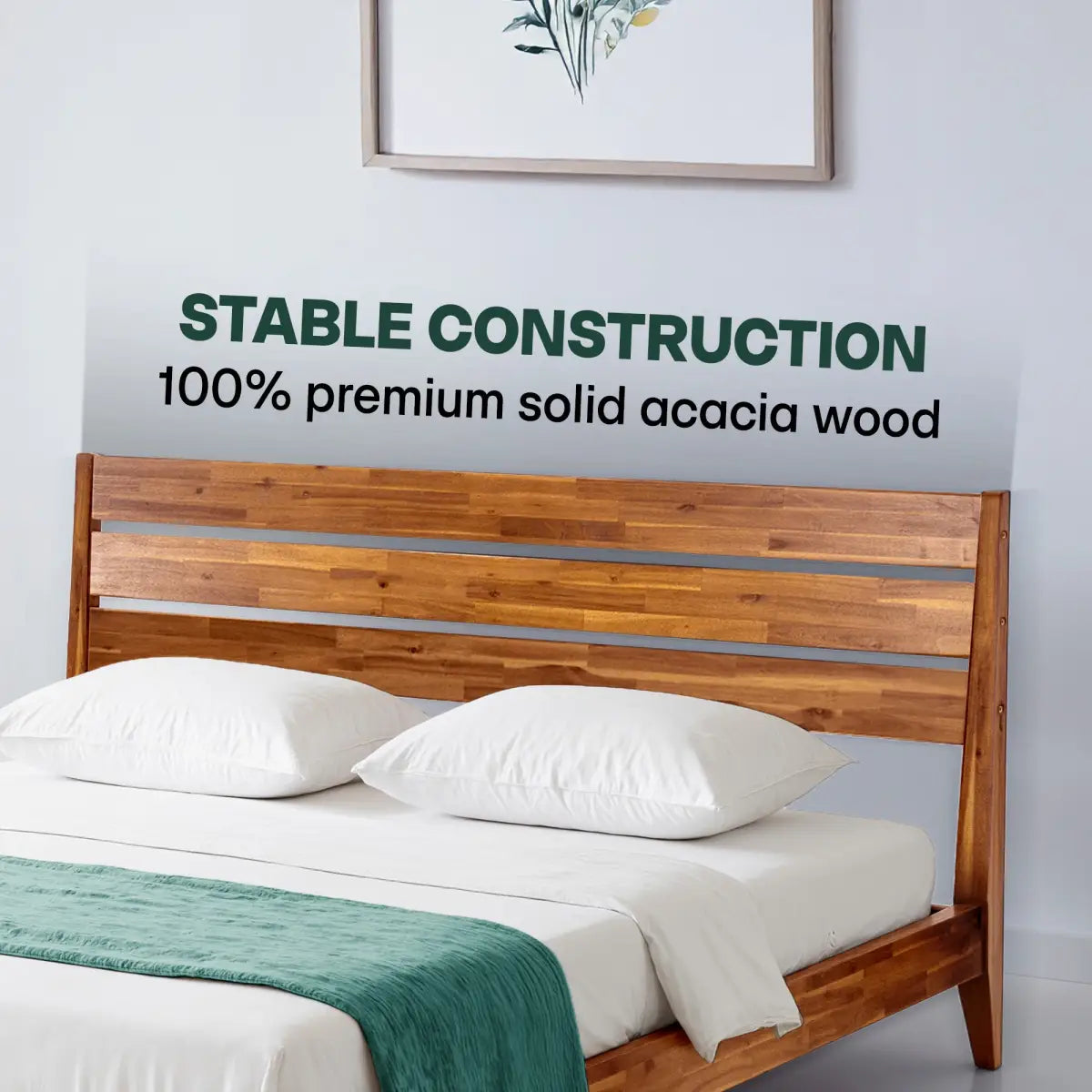 Solid Wood Bed Frame - Acacia - Stylish and Durable for Your Bedroom - Megsu