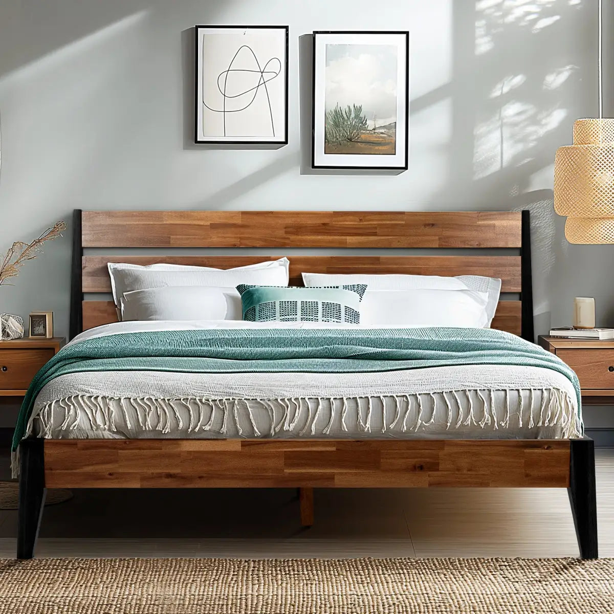 Solid Wood Bed Frame - Acacia - Stylish and Durable for Your Bedroom - Megsu