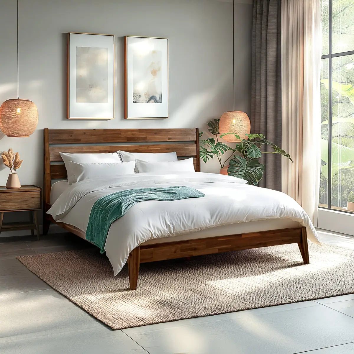 Solid Wood Bed Frame - Acacia - Stylish and Durable for Your Bedroom - Megsu